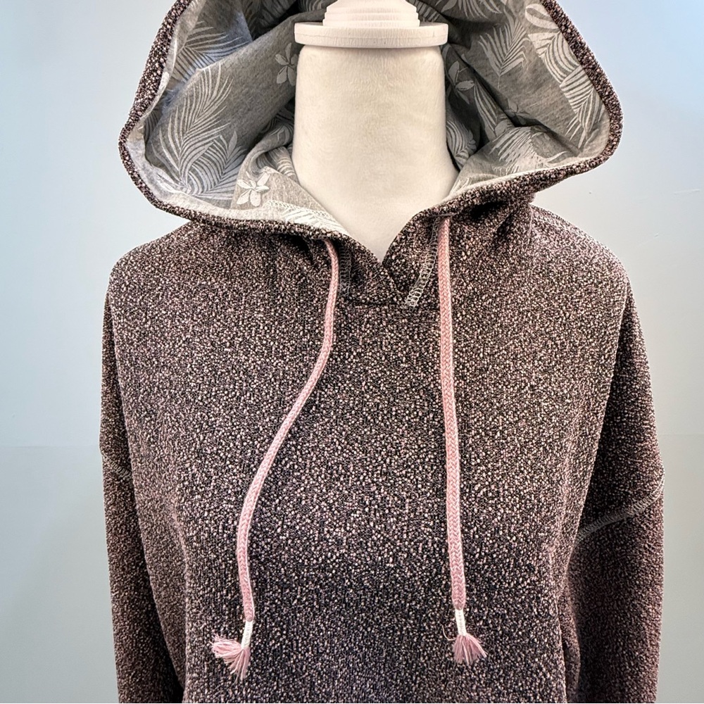 Reel Life Pink & Gray Floral Hooded pullover Cozy Heathered Hoodie size XL NWOT - Picture 5 of 10